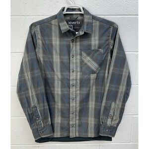 Vertx Guardian Stretch Gray Blue Plaid Long Sleeve Shirt / Men's Medium